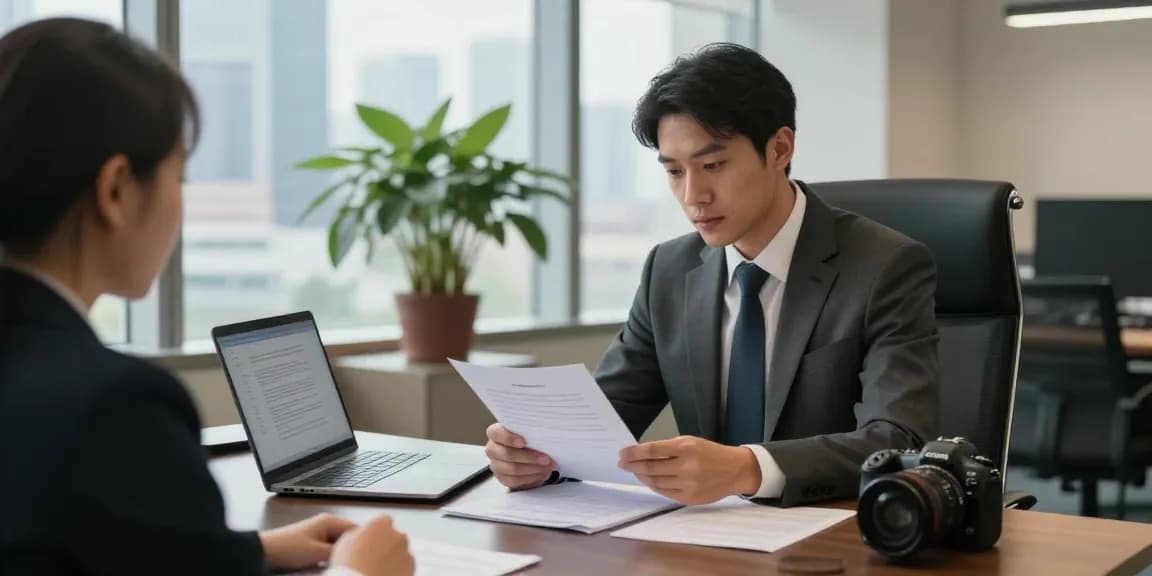 Dedicated lawyer advising clients on a replacement legal case in a modern office.