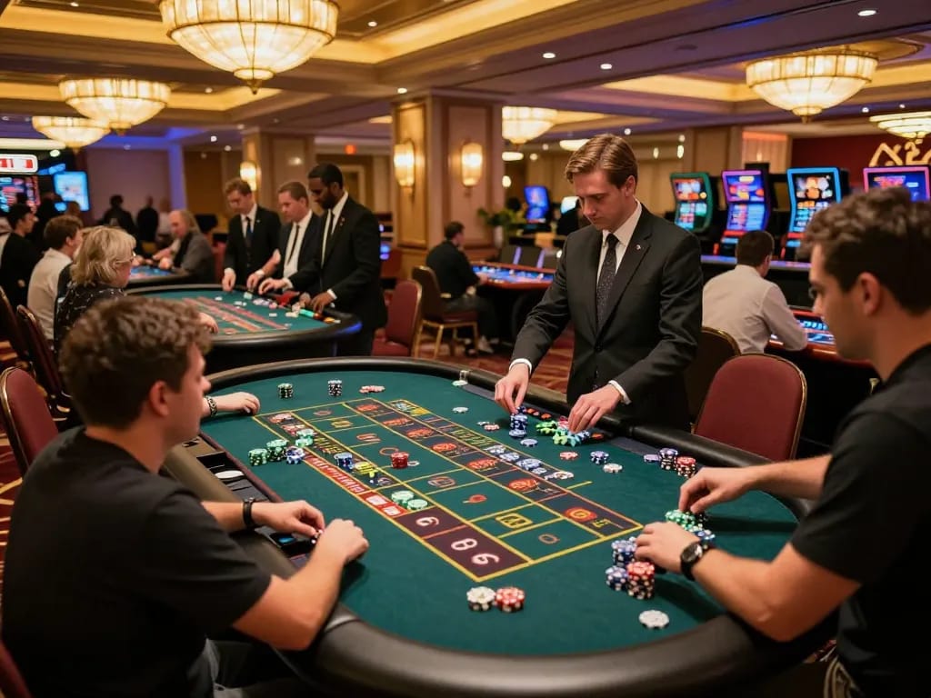 Players engaging in thrilling roulette games on a lively floor embodying the spirit of XX 88.