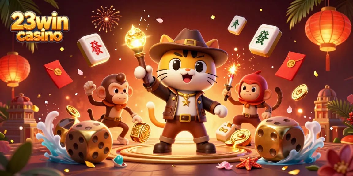 Experience exciting gameplay at 23win casino with a vibrant 3D illustration of a golden artifact discovery.