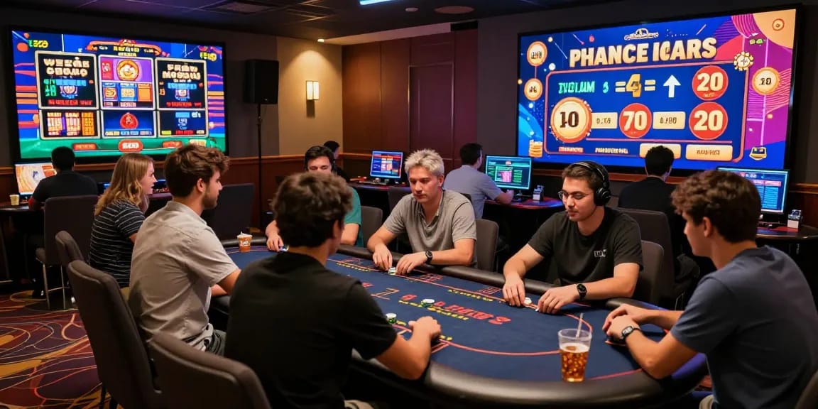 Siti non AAMS con diversi giocatori che si godono un ambiente di casinò online vivace, pieno di giochi e promozioni.