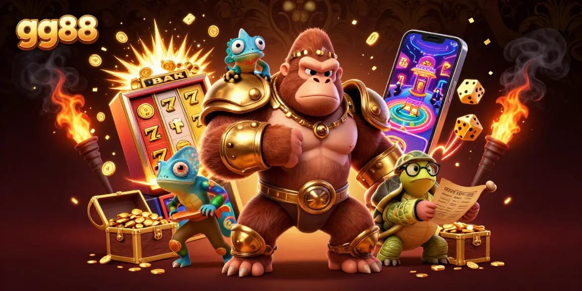Experience the thrill of winning at gg88, featuring vibrant characters and dynamic casino elements in action.