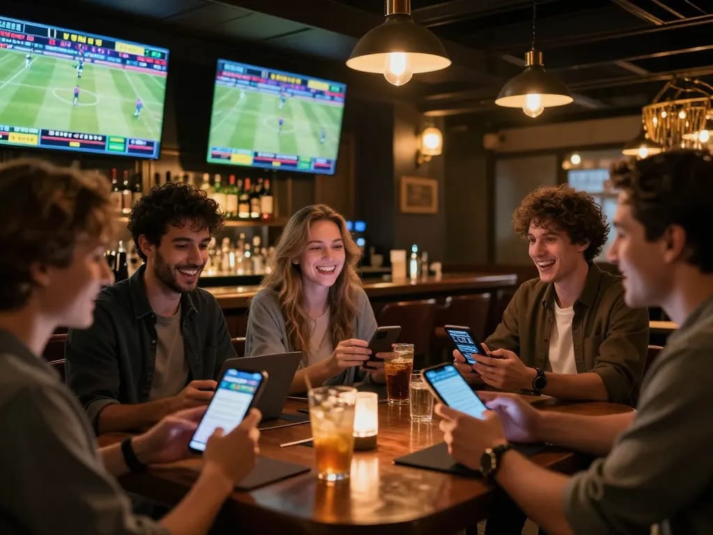 Engaged bettors making strategic online bets using Keo nha cai during exciting live sports games.