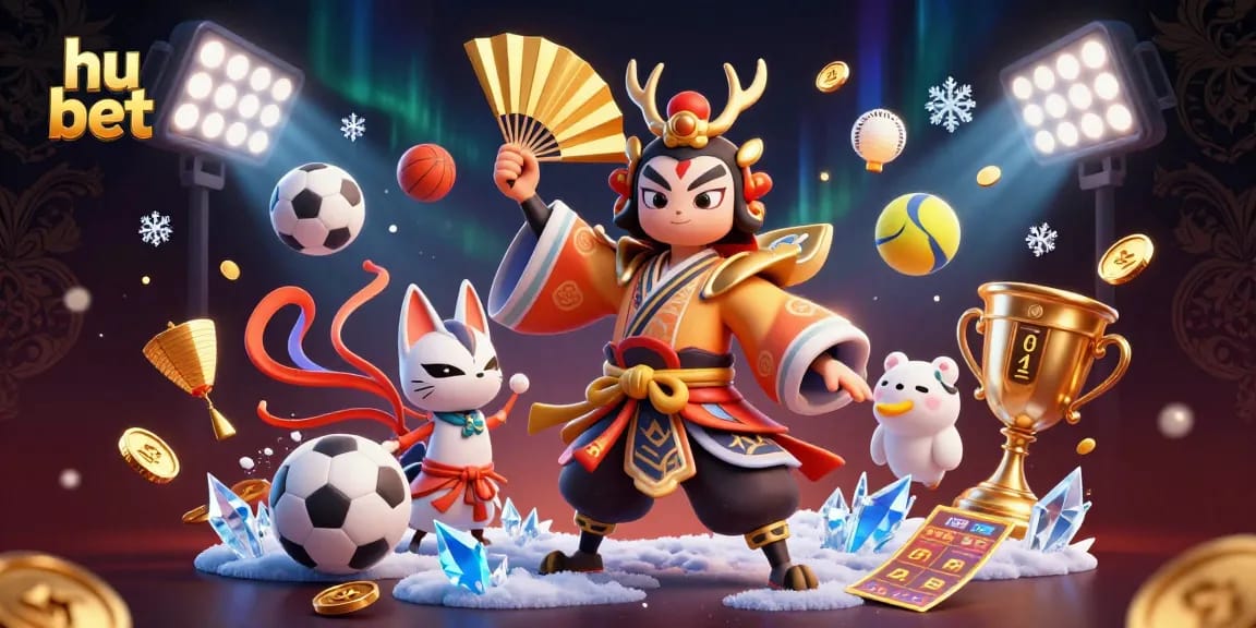 Engage in thrilling hu bet actions surrounded by vibrant casino elements and festive characters.