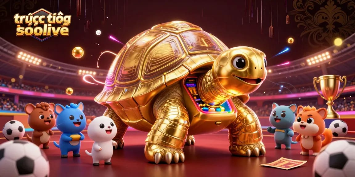 Engage with trực tiếp bóng đá socolive action as a golden tortoise pinball machine thrills small animals in a vibrant casino scene.