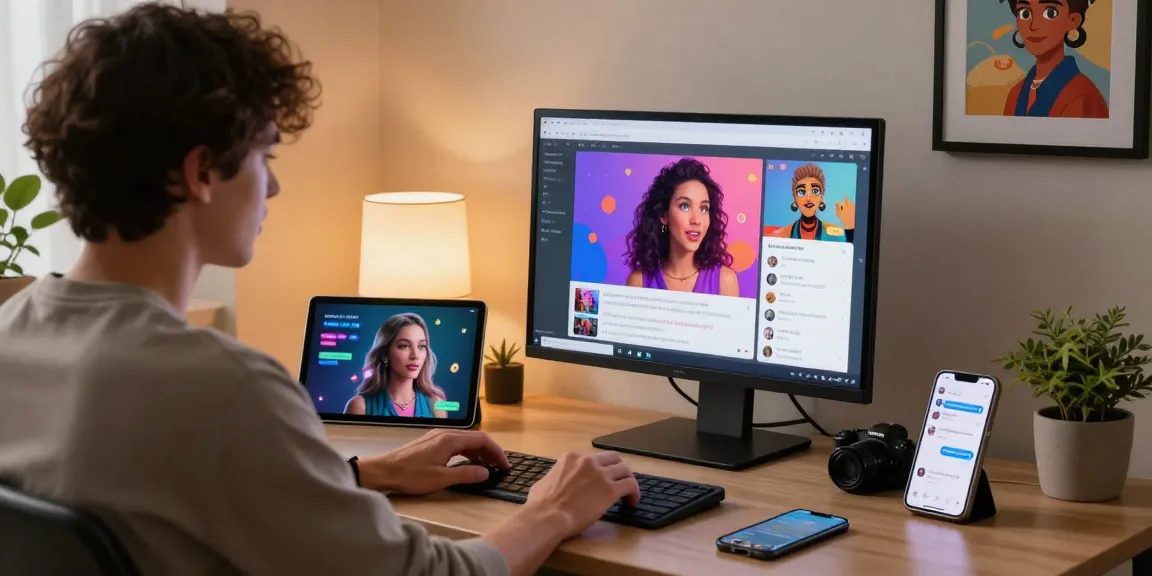 Engaging user interacting with NSFW AI in a cozy digital workspace.