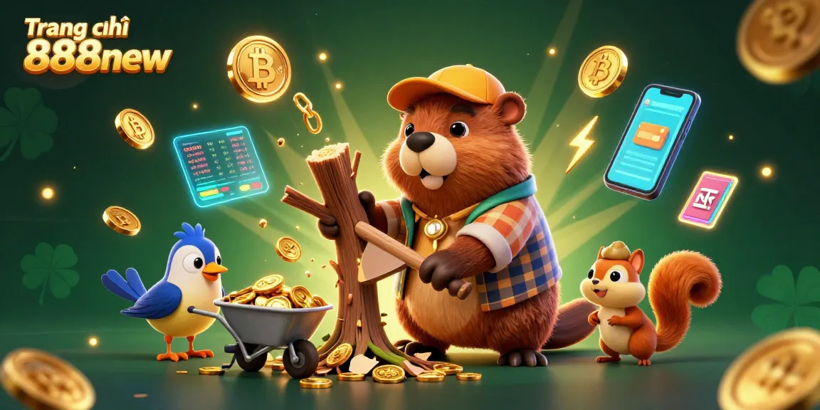 Collect golden coins with Trang chủ 888new featuring a lively scene of cartoon characters in a casino setting.