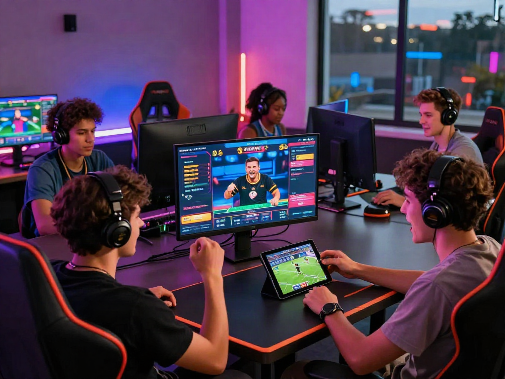 Players engaging in thrilling online gaming experiences at https://playsv88.net/ with interactive screens and vibrant atmosphere.