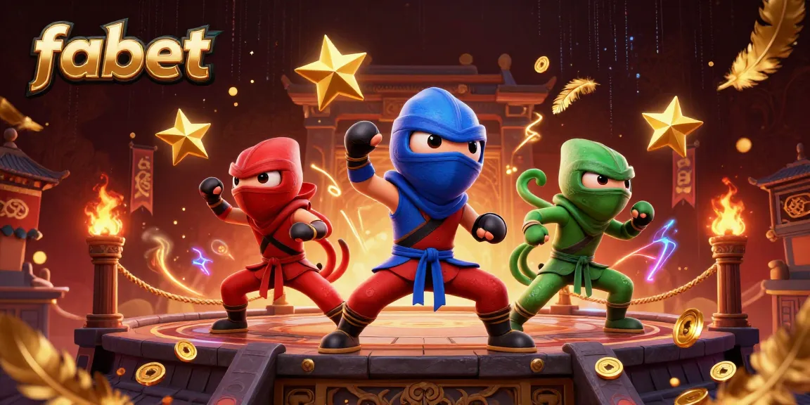 Experience fabet's vibrant ninja chameleons performing dynamic martial arts in a thrilling casino setting.