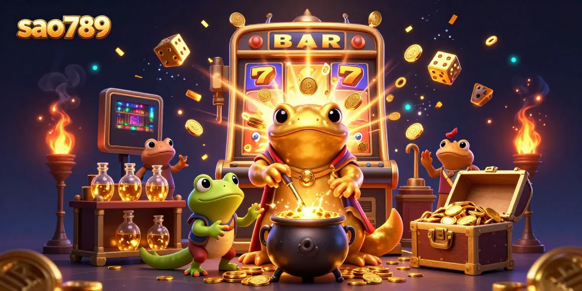 Experience the excitement of sao789 with a golden salamander crafting gold coins in a captivating casino scene.