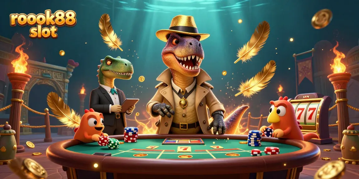Experience the thrill of rokok88 slot with a dynamic 3D scene featuring animated casino characters and rich gaming elements.