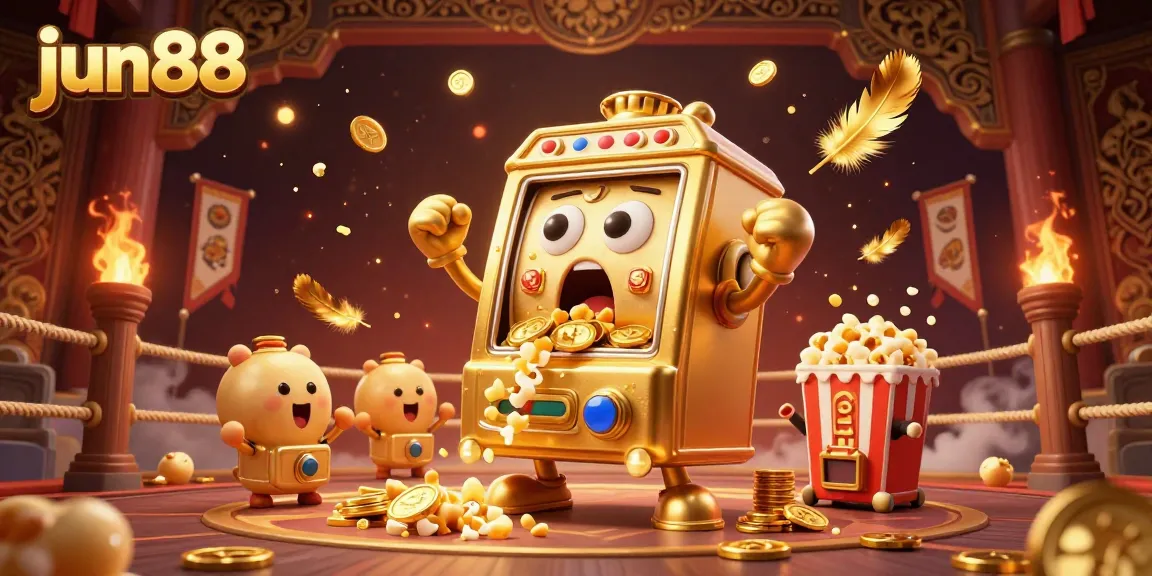Experience the thrill of winning at jun88's slot machines with vibrant 3D cartoon visuals and dynamic elements.