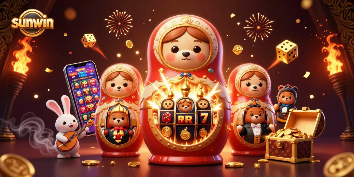 Sunwin showcases a vibrant 3D casino scene with a jackpot explosion, engaging players through thrilling gameplay.