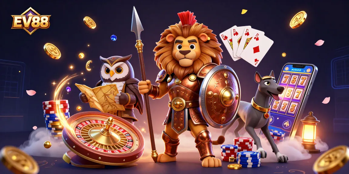 Win big at EV88 with thrilling games and engaging 3D characters in a vibrant casino environment.
